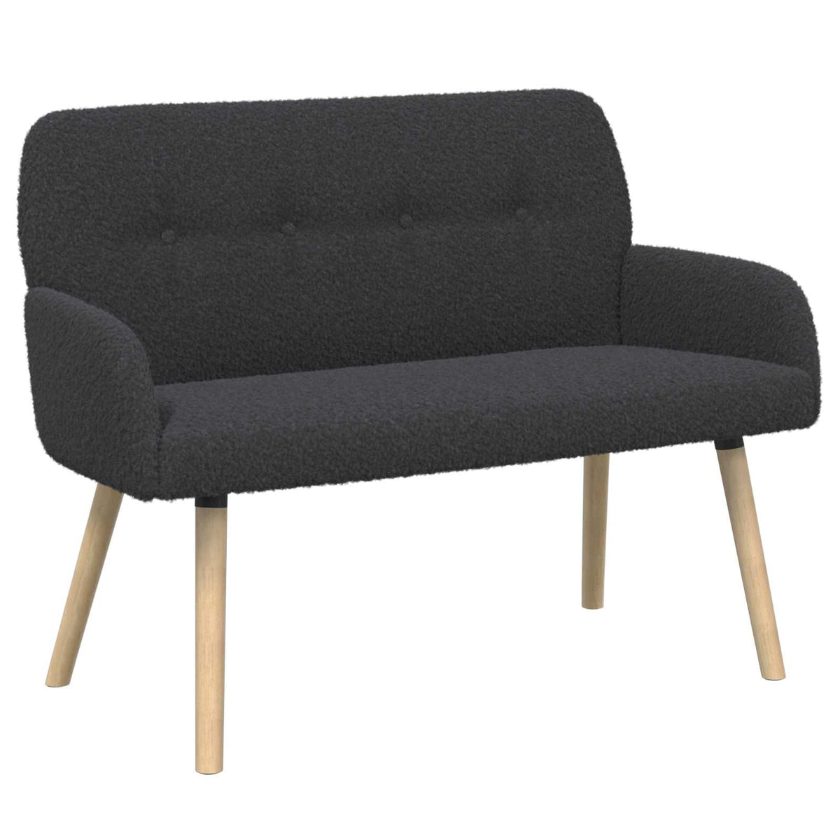 2 Seater Sofa with Solid Wood Legs Dark Grey Bouclé