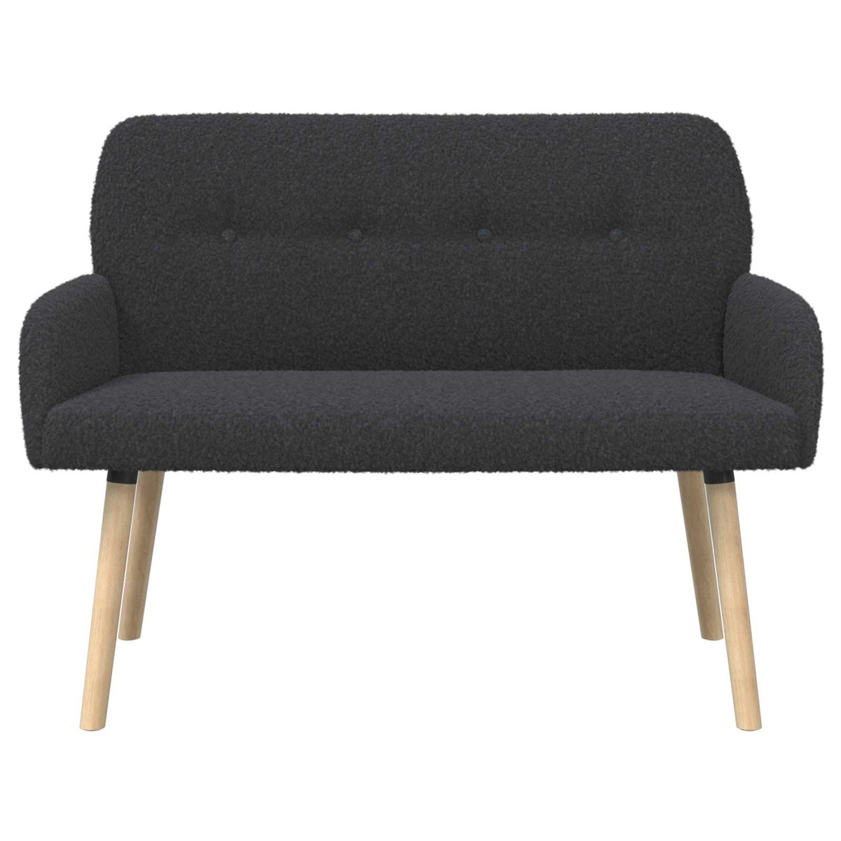 2 Seater Sofa with Solid Wood Legs Dark Grey Bouclé