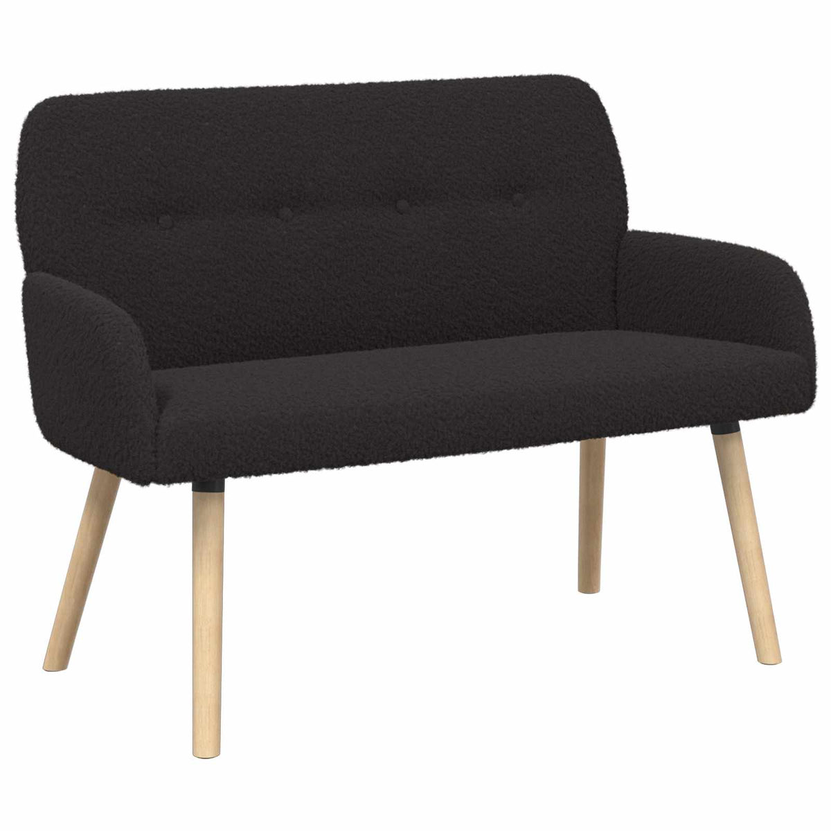 2 Seater Sofa with Solid Wood Legs Black Bouclé