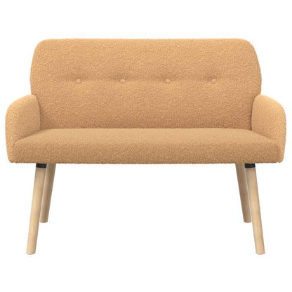 2 Seater Sofa with Solid Wood Legs Beige Bouclé
