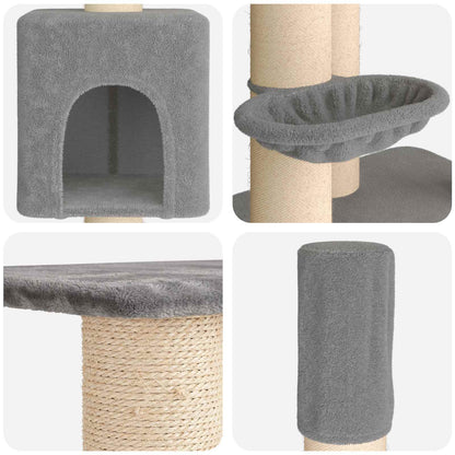 Floor-to-Ceiling Cat Tree with Sisal Post Light Grey 257-283 cm