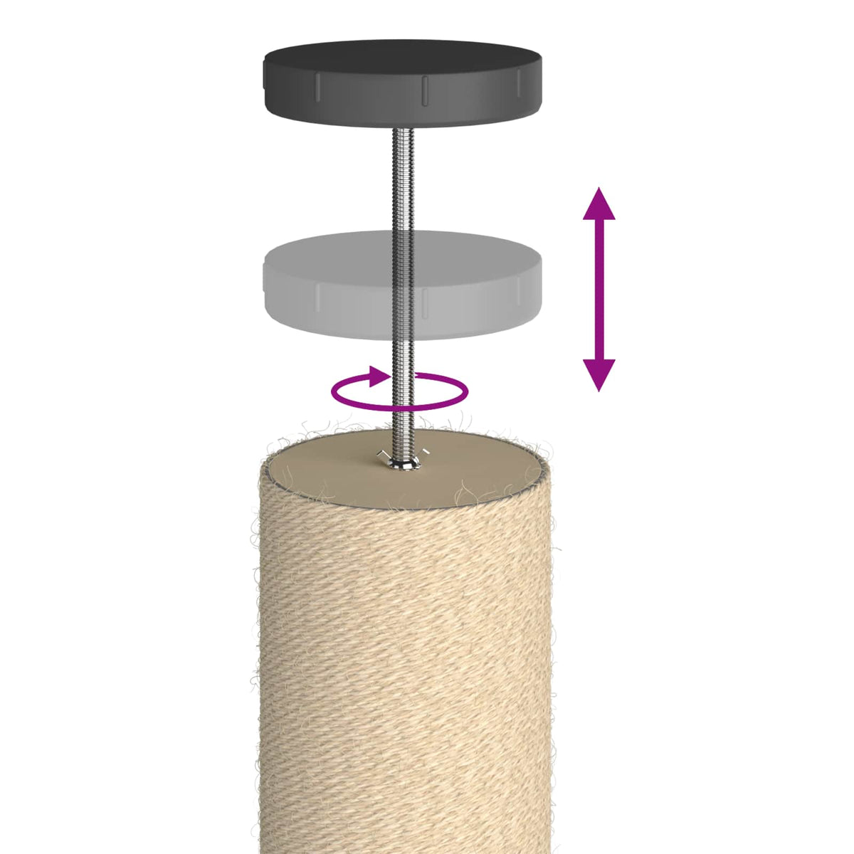 Floor-to-Ceiling Cat Tree with Sisal Post Light Grey 257-283 cm