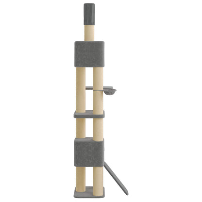 Floor-to-Ceiling Cat Tree with Sisal Post Light Grey 257-283 cm