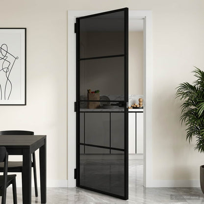 Interior Door 76 x 201.5 cm Tempered Glass and Aluminium