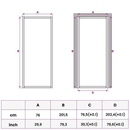 Interior Door 76 x 201.5 cm Tempered Glass and Aluminium