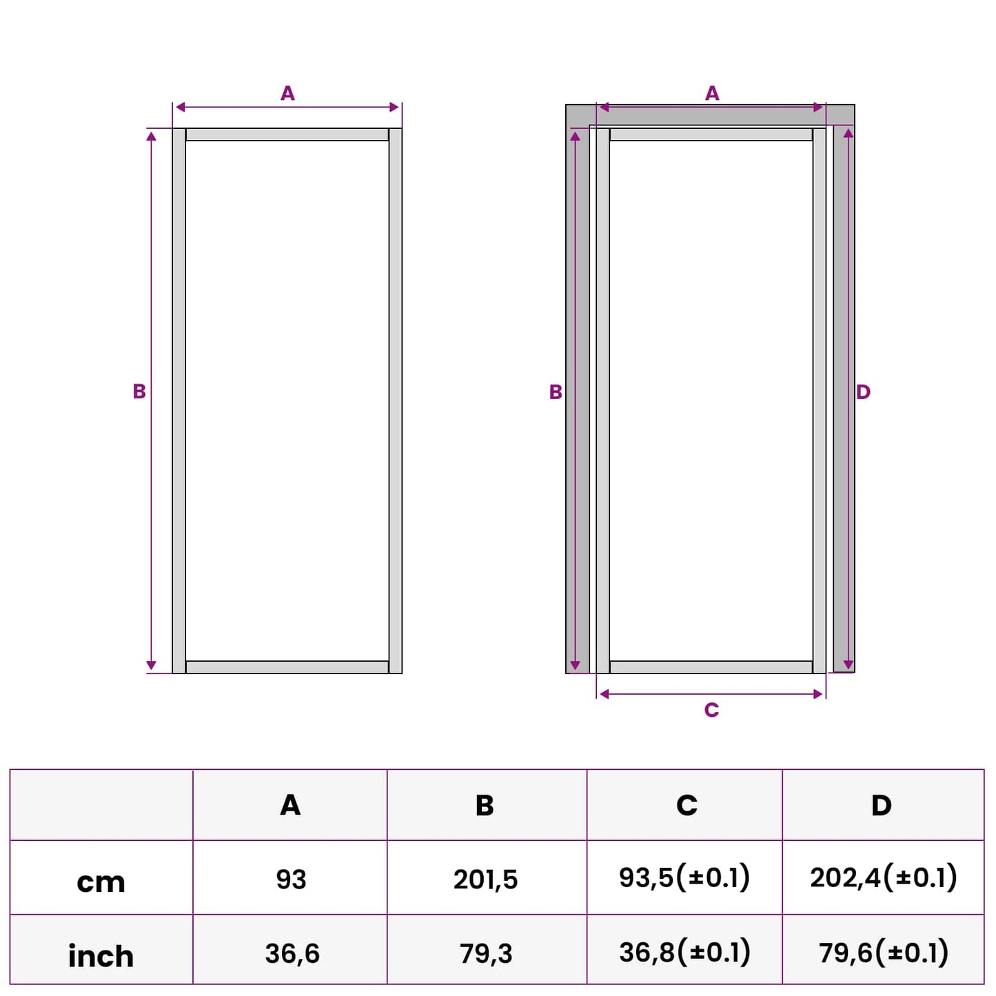Interior Door 93 x 201.5 cm Tempered Glass and Aluminium