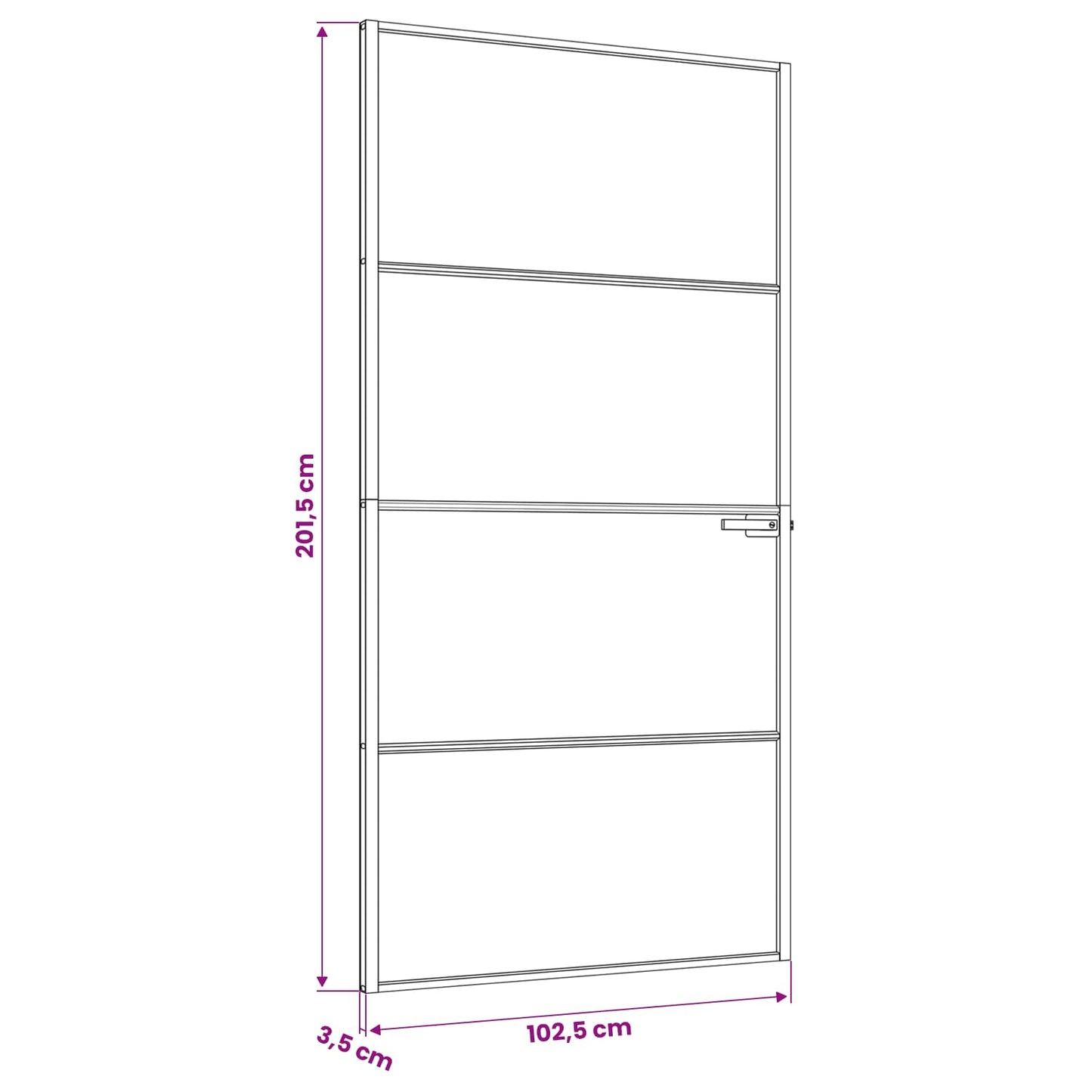 Interior Door 102.5 x 201.5 cm Tempered Glass and Aluminium