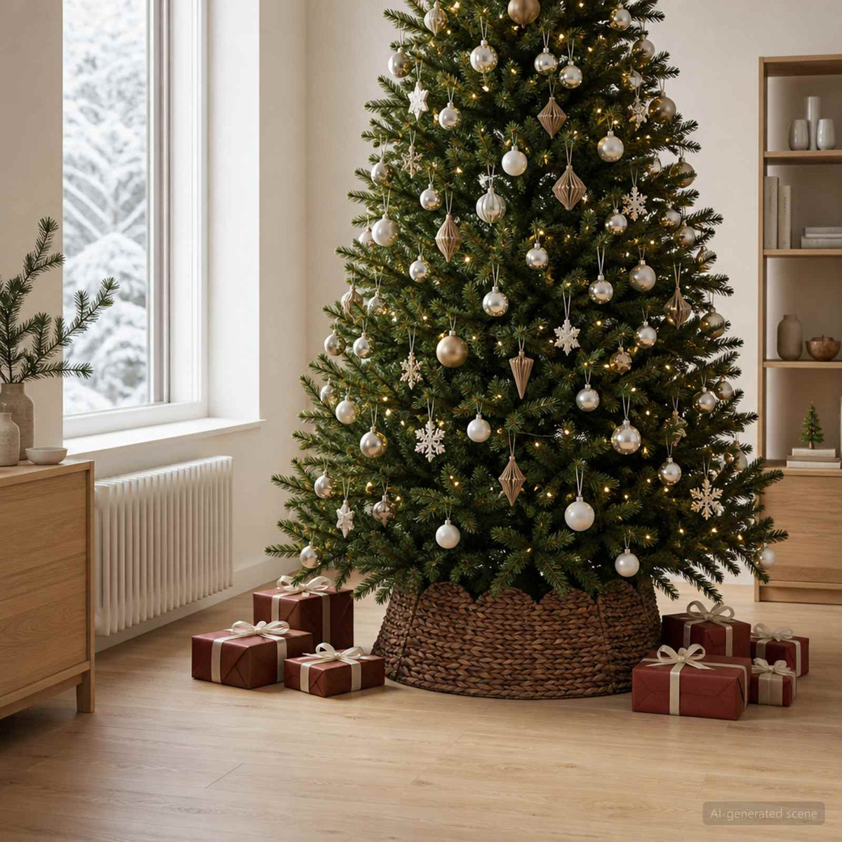 Christmas Tree Collar Round Brown Dia. 105 x 28 cm