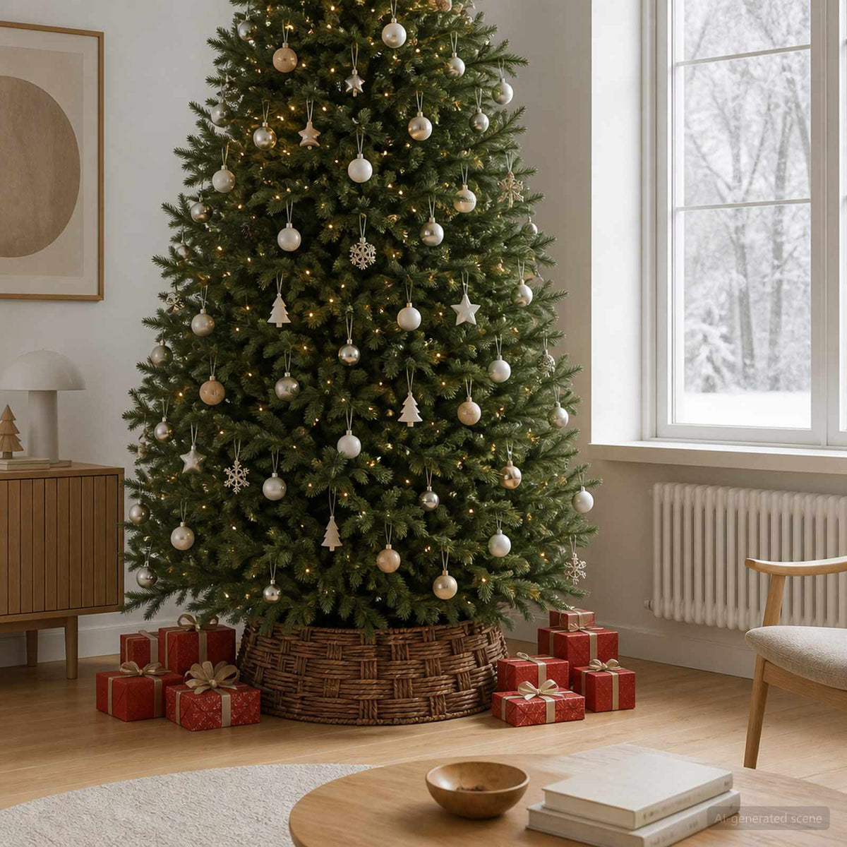 Christmas Tree Collar Round Brown Wash Dia. 90 x 28 cm