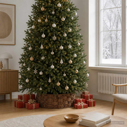 Christmas Tree Collar Round Brown Wash Dia. 90 x 28 cm