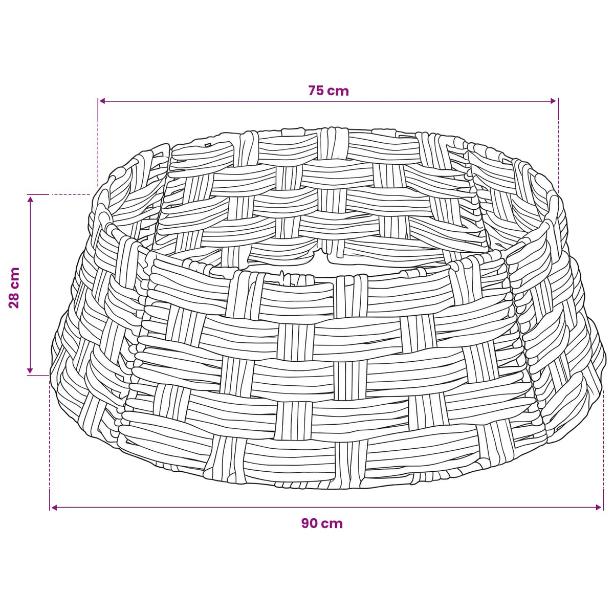 Christmas Tree Collar Round Brown Wash Dia. 90 x 28 cm