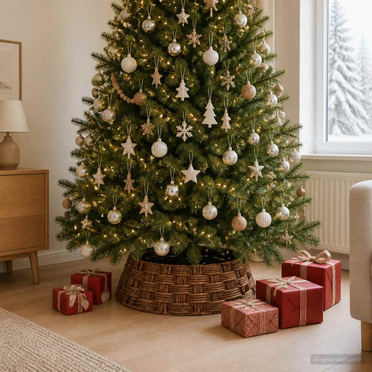 Christmas Tree Collar Round Brown Wash Dia. 105 x 28 cm