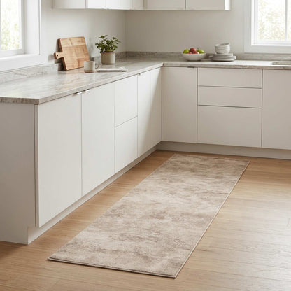 Kitchen Rug Beige Concrete 300 x 60 cm 100% Polyamide Washable