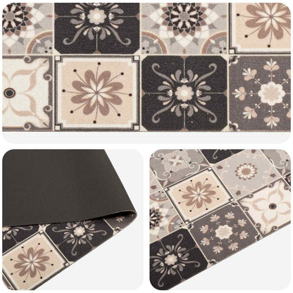 Kitchen Rug Grey and Beige Mosaic 300 x 60 cm 100% Polyamide