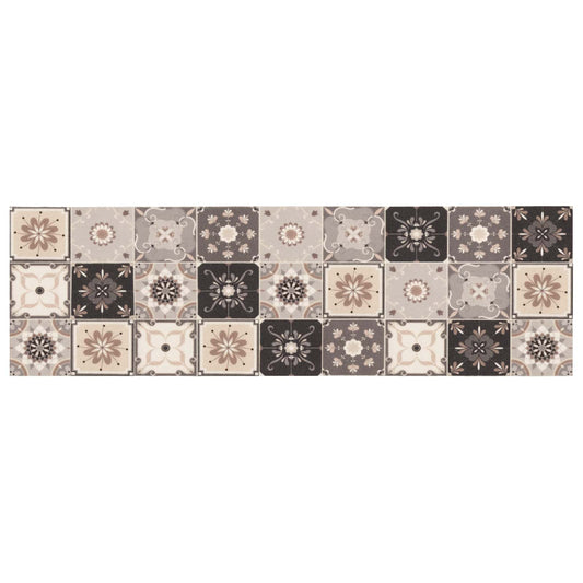 Kitchen Rug Grey and Beige Mosaic 300 x 60 cm 100% Polyamide