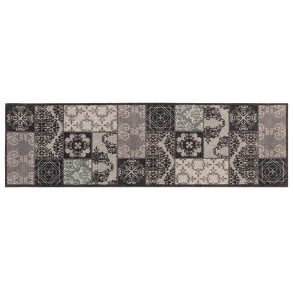 Kitchen Rug Black Mosaic 300 x 60 cm 100% Polyamide Washable