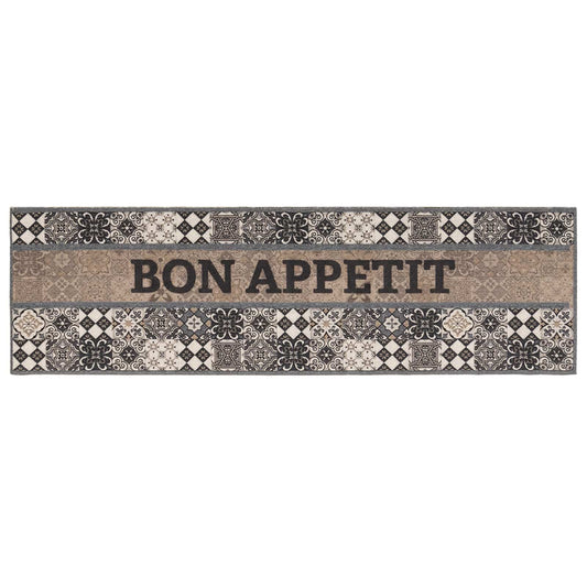Kitchen Rug Grey Bon Appetit 300 x 60 cm 100% Polyamide