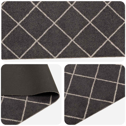 Kitchen Rug Anthracite Checked 300 x 60 cm 100% Polyamide