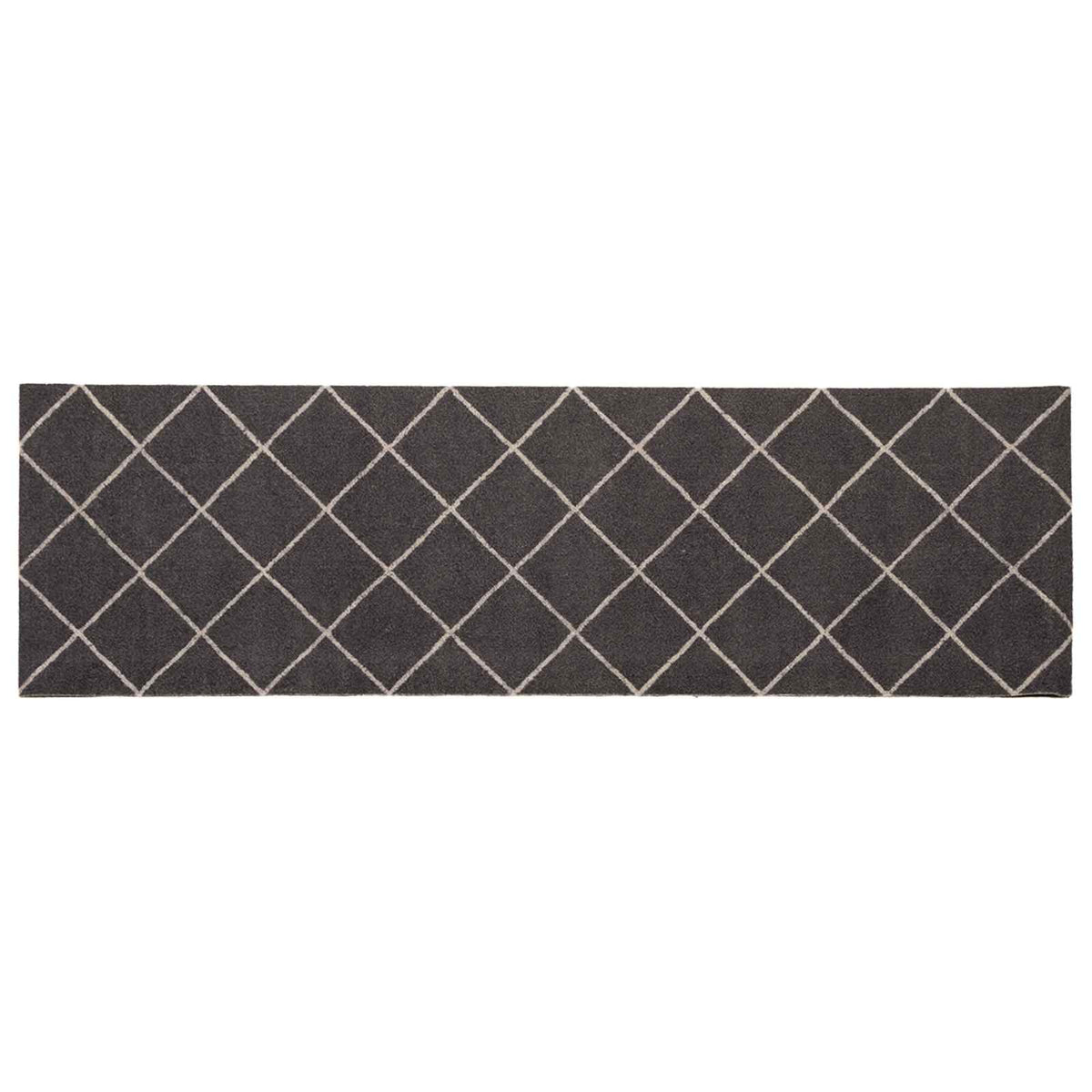 Kitchen Rug Anthracite Checked 300 x 60 cm 100% Polyamide