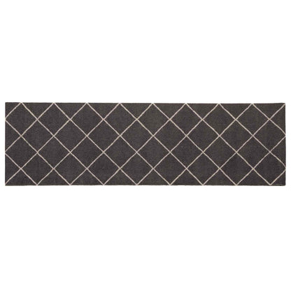 Kitchen Rug Anthracite Checked 300 x 60 cm 100% Polyamide