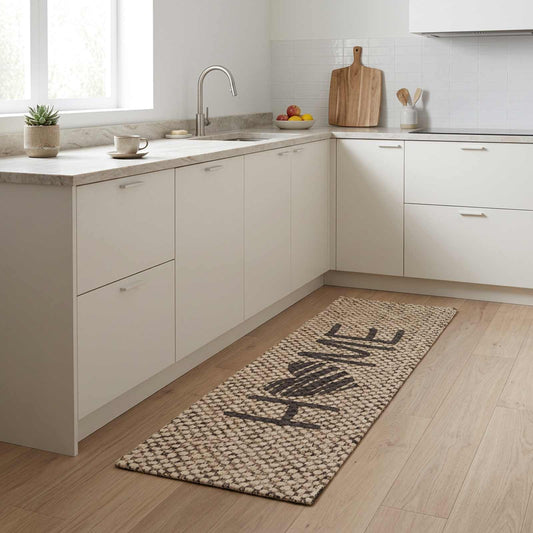 Kitchen Rug Beige Home 300 x 60 cm 100% Polyamide Washable