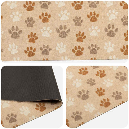 Kitchen Rug Beige Paws 300 x 60 cm 100% Polyamide Washable