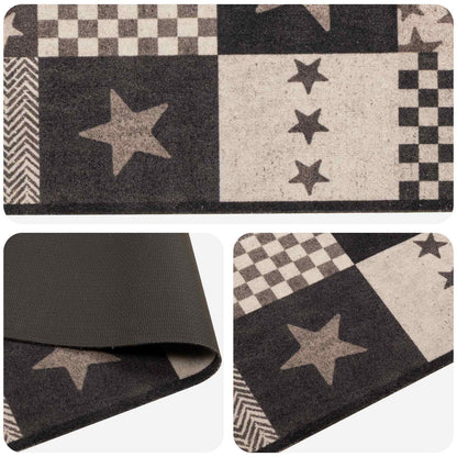 Kitchen Rug Grey Stars 300 x 60 cm 100% Polyamide Washable