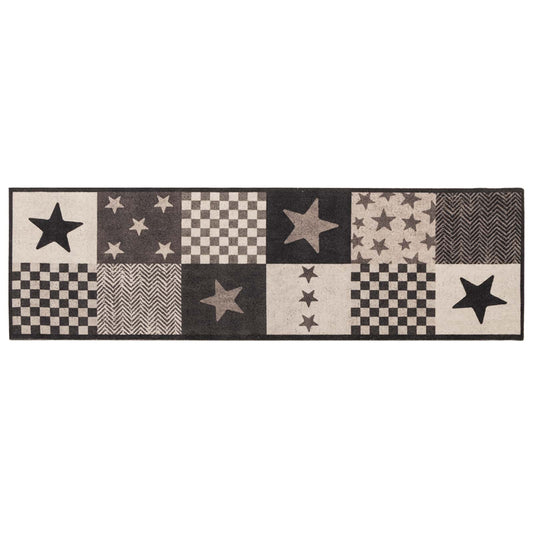 Kitchen Rug Grey Stars 300 x 60 cm 100% Polyamide Washable