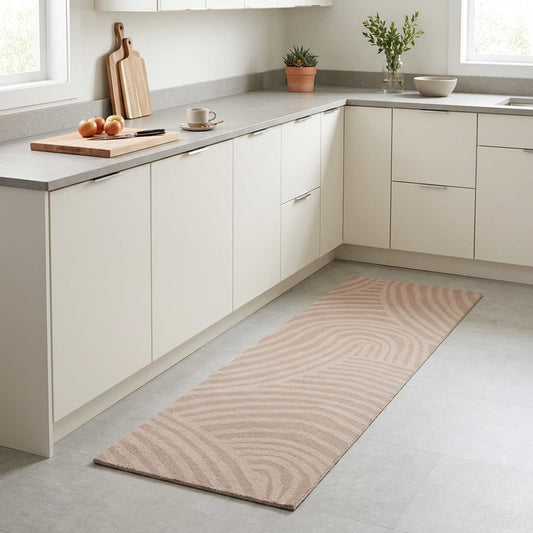 Kitchen Rug Taupe Scandinavian 300 x 60 cm 100% Polyamide