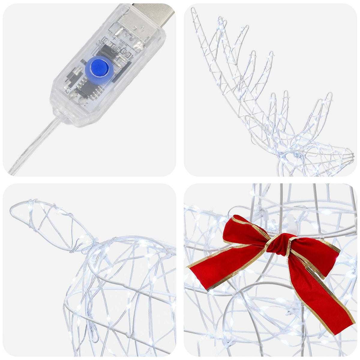 3D Christmas Reindeer LOVIISA 300 LEDs Cold White