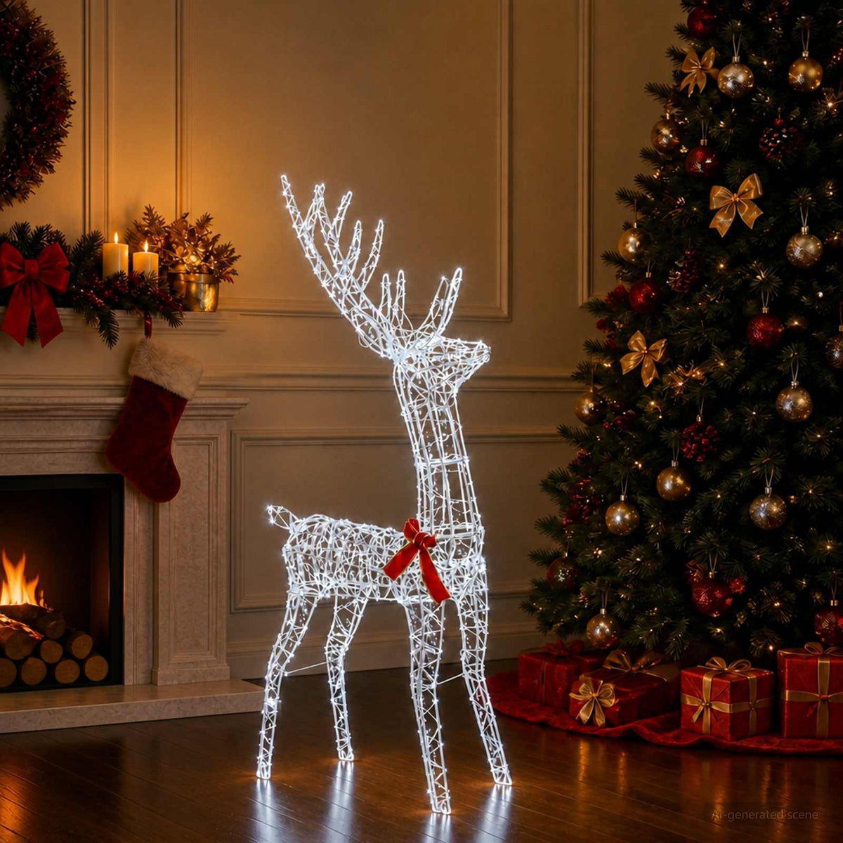 3D Christmas Reindeer LOVIISA 300 LEDs Cold White