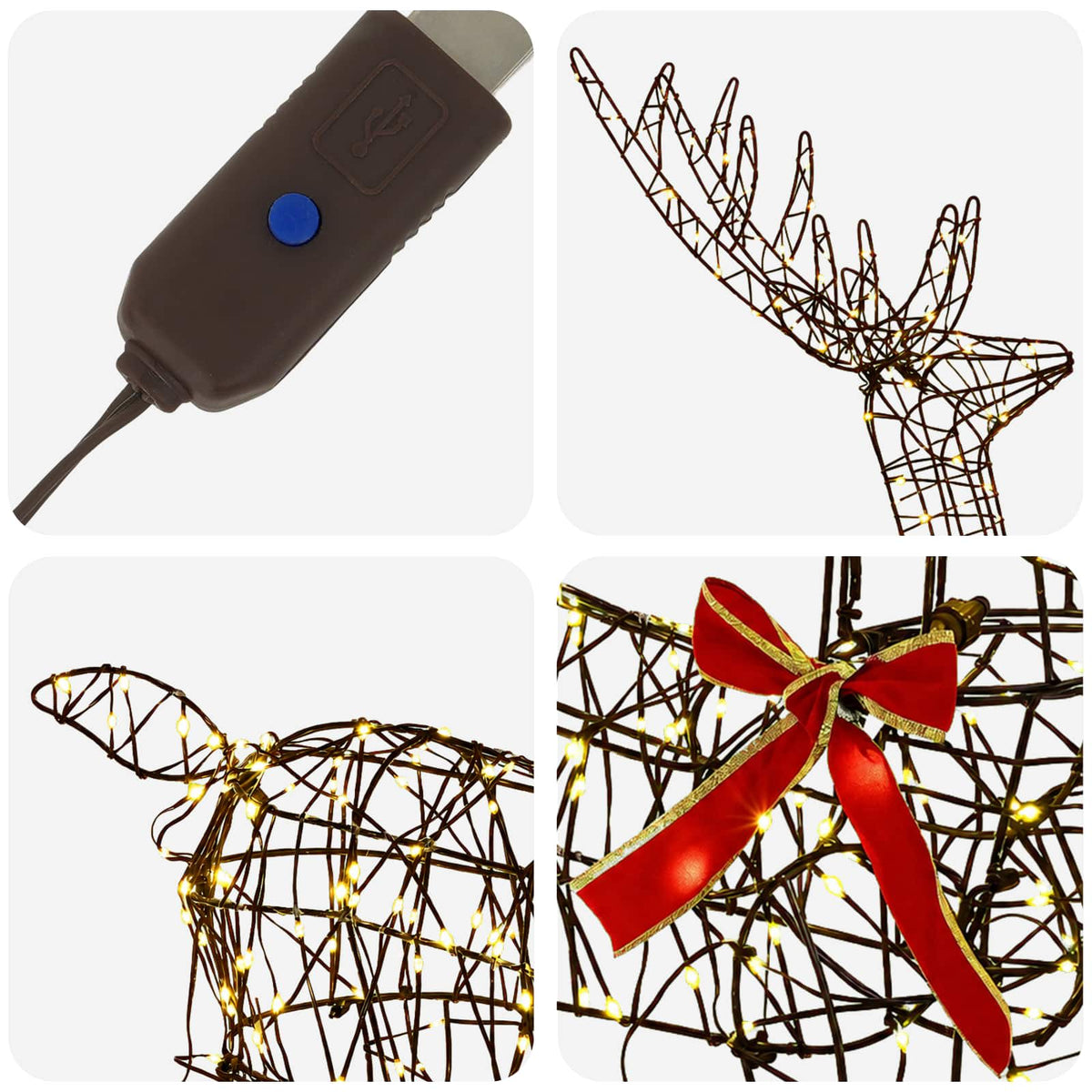 3D Christmas Reindeer LOVIISA 300 LEDs Warm White