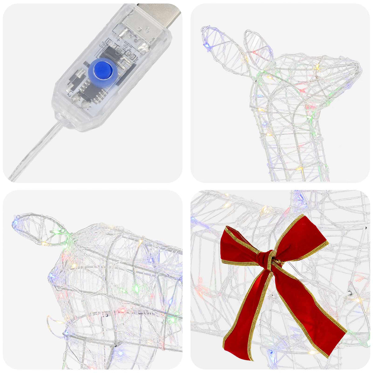 3D Christmas Reindeer LOVIISA 110 LEDs Multicolour