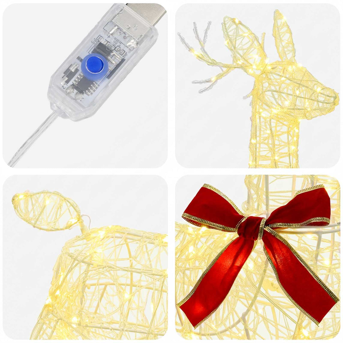 3D Christmas Reindeer LOVIISA 140 LEDs Warm White