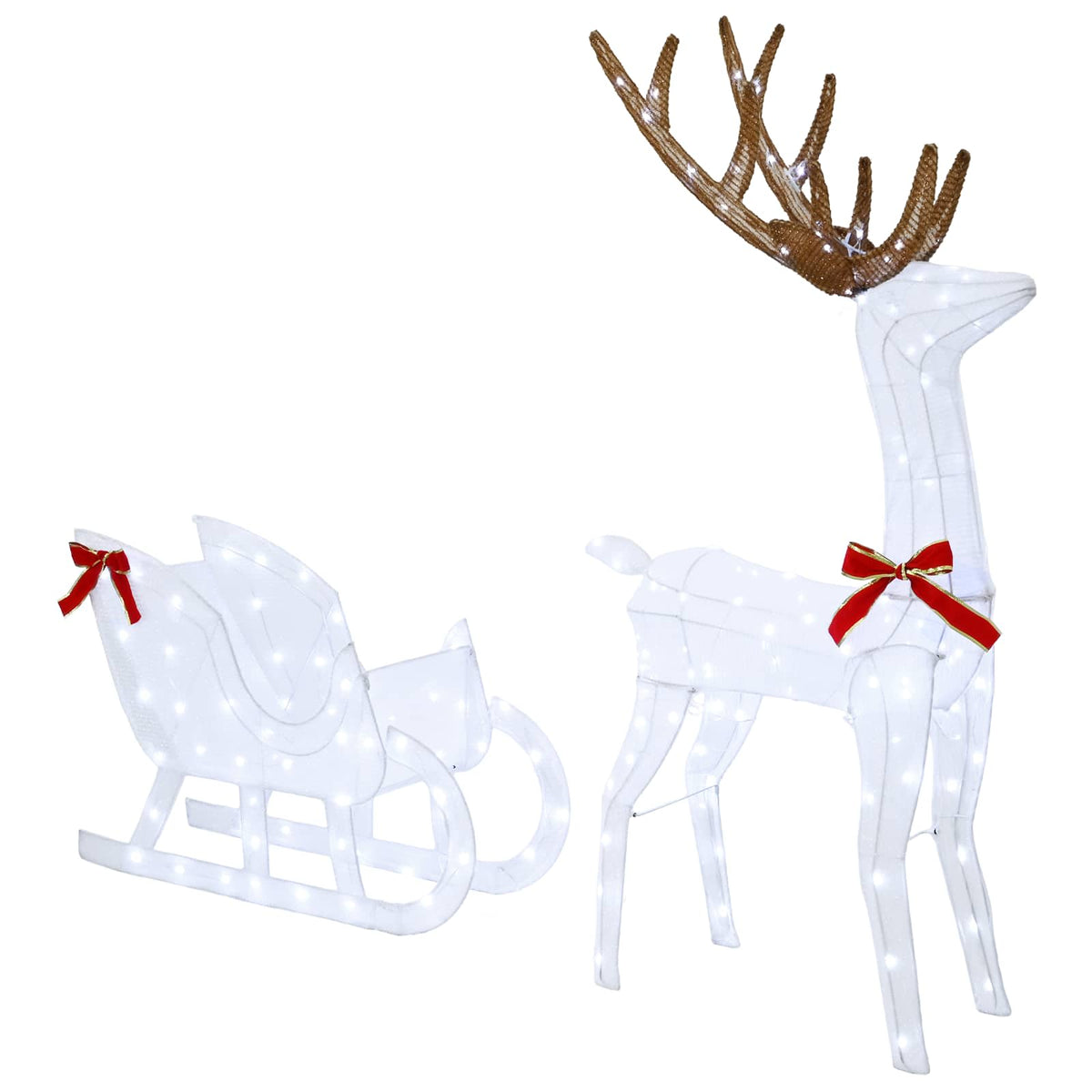Reindeer Pull Sleigh LOVIISA 200 LEDs Cold White