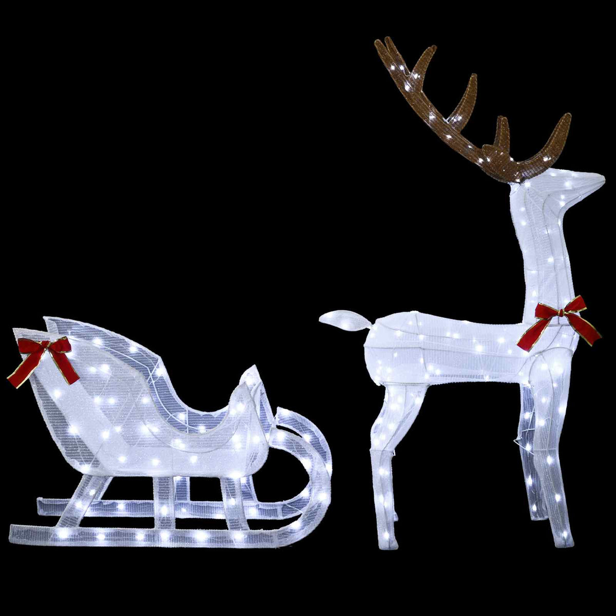 Reindeer Pull Sleigh LOVIISA 200 LEDs Cold White