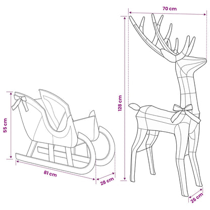Reindeer Pull Sleigh LOVIISA 200 LEDs Cold White