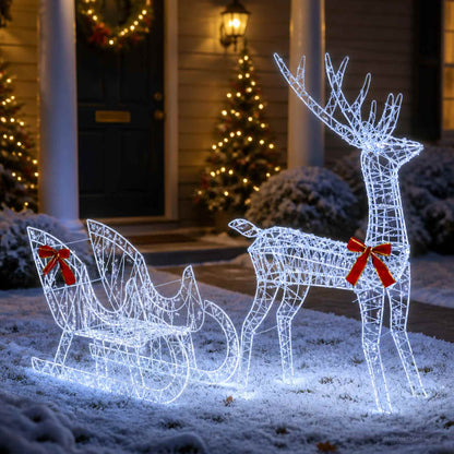 Reindeer Pull Sleigh LOVIISA 450 LEDs Cold White