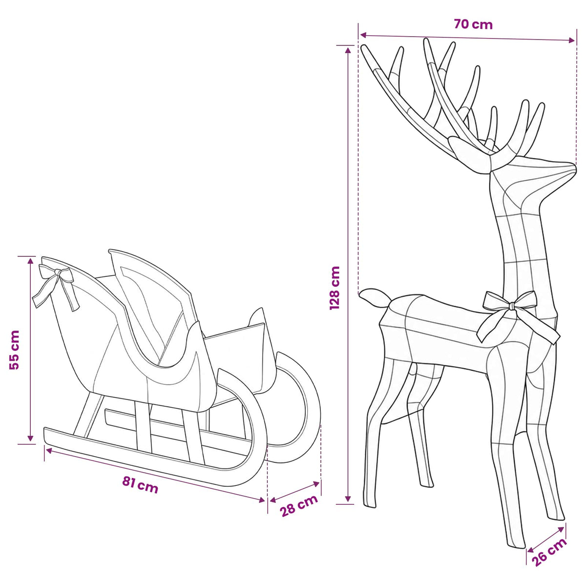 Reindeer Pull Sleigh LOVIISA 450 LEDs Cold White