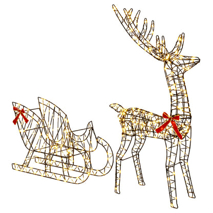 Reindeer Pull Sleigh LOVIISA 450 LEDs Warm White