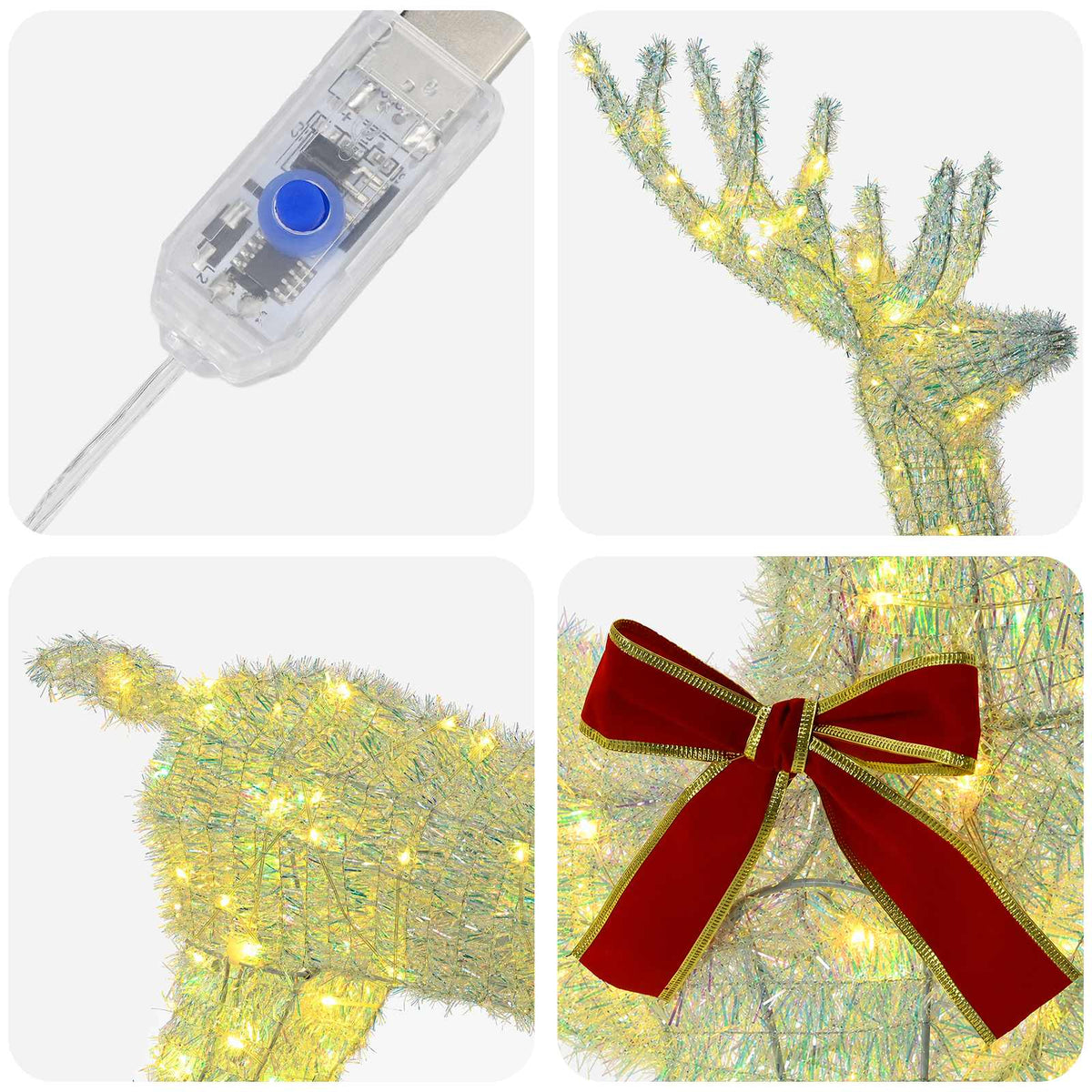 Reindeer Pull Sleigh LOVIISA 200 LEDs Warm White