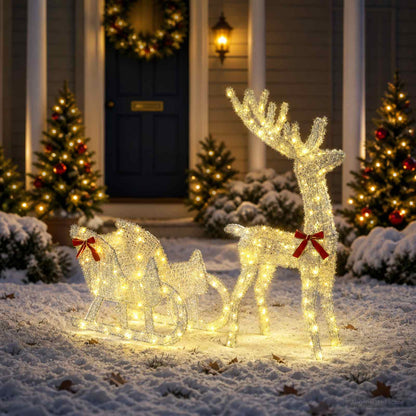 Reindeer Pull Sleigh LOVIISA 200 LEDs Warm White