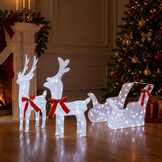 3D Christmas Reindeer with Sleigh LOVIISA 3 pcs 160 LEDs