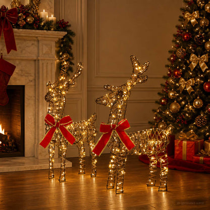 3D Christmas Reindeer LOVIISA 2 pcs 80 LEDs Warm White