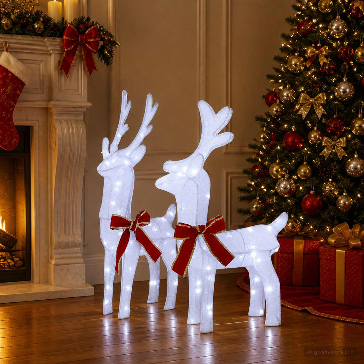 3D Christmas Reindeer LOVIISA 2 pcs 80 LEDs Cold White