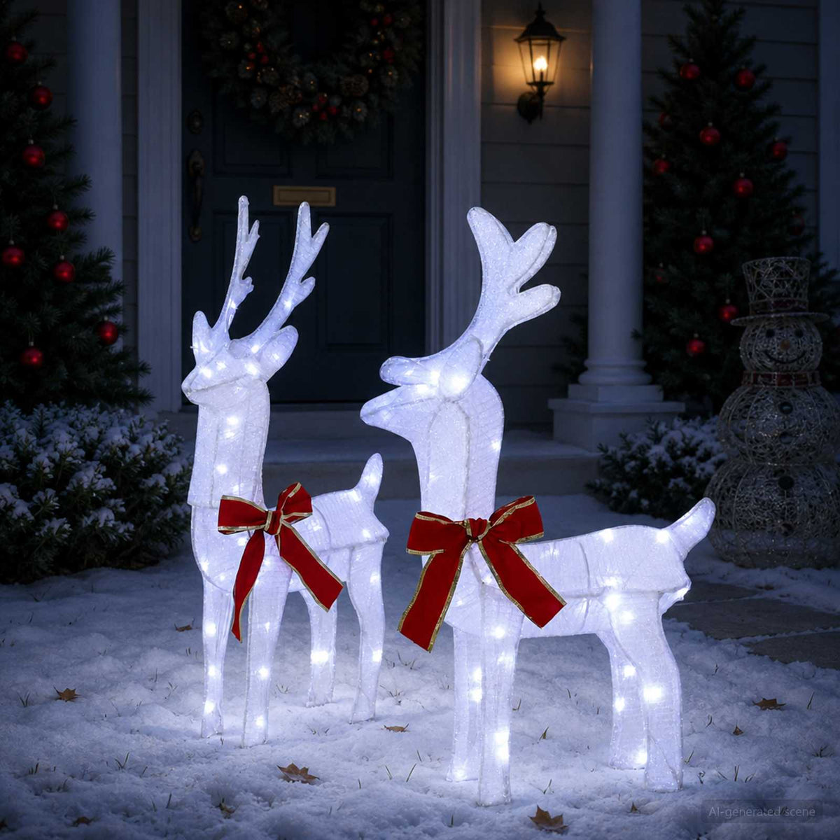 3D Christmas Reindeer LOVIISA 2 pcs 80 LEDs Cold White