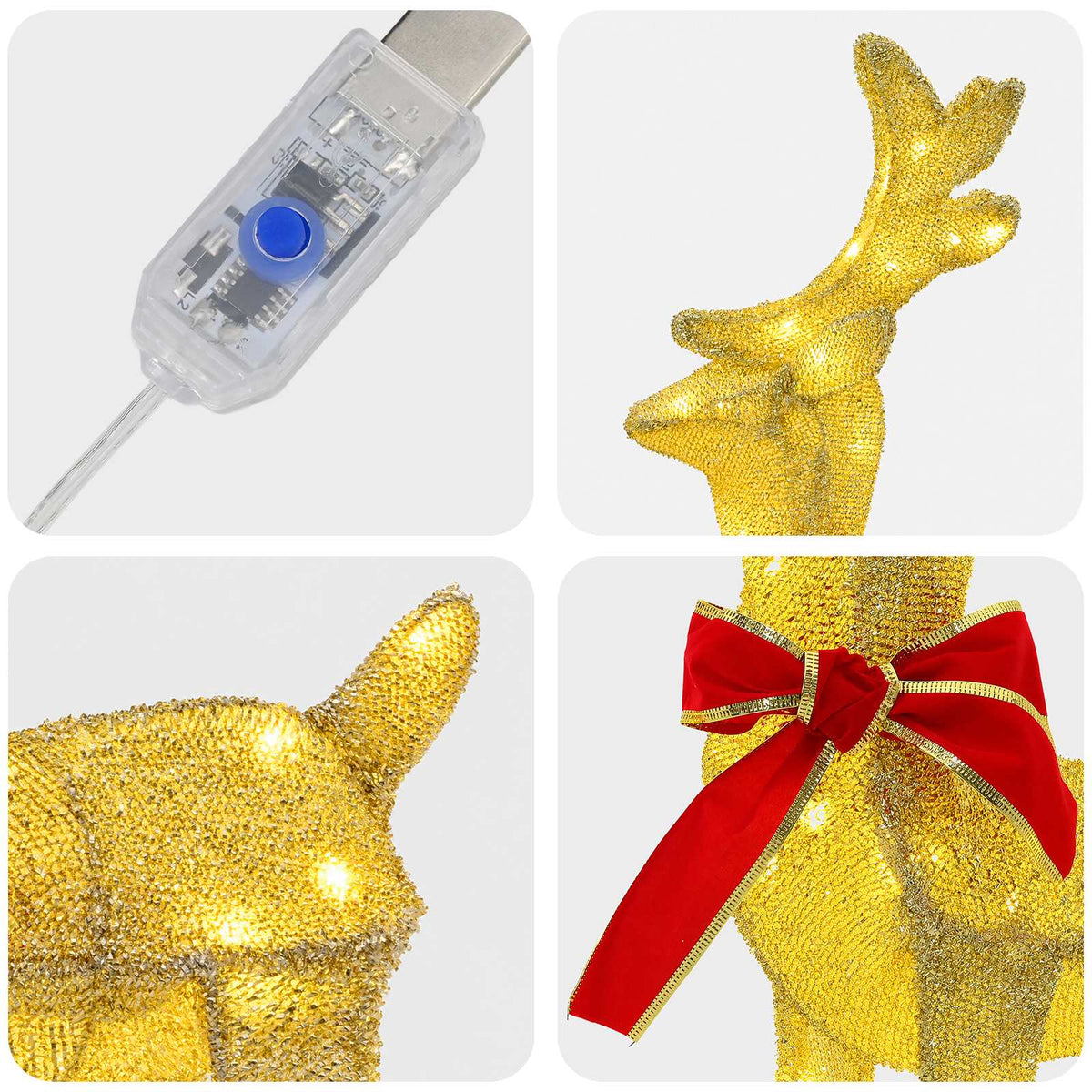 3D Christmas Reindeer LOVIISA 2 pcs 80 LEDs Warm White