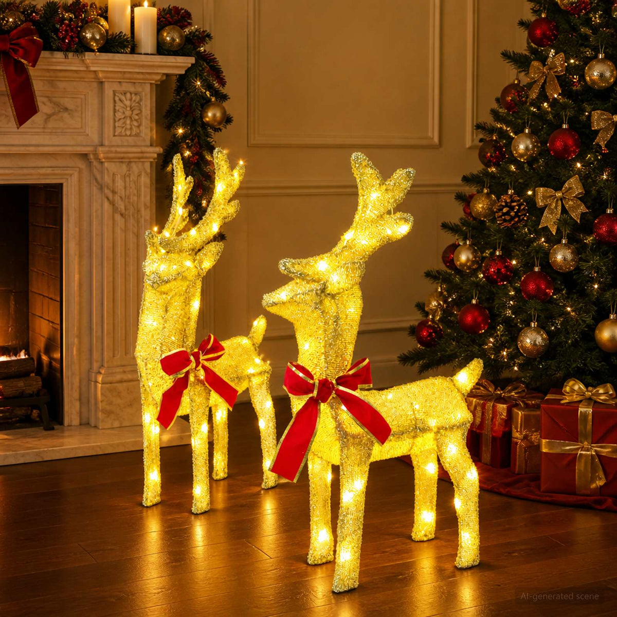 3D Christmas Reindeer LOVIISA 2 pcs 80 LEDs Warm White