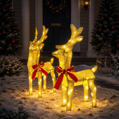 3D Christmas Reindeer LOVIISA 2 pcs 80 LEDs Warm White