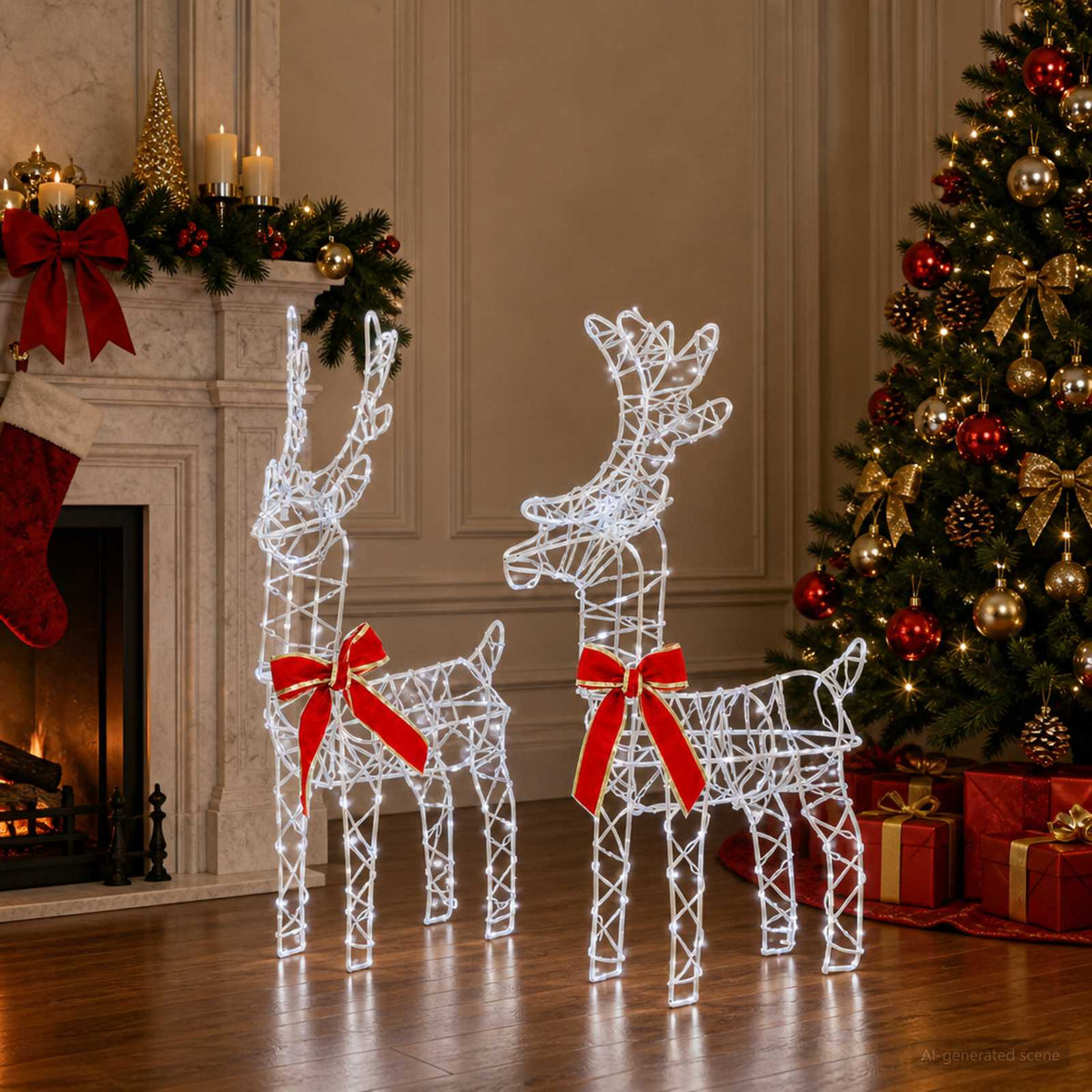 3D Christmas Reindeer LOVIISA 2 pcs 180 LEDs Cold White